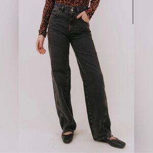 🍀 FREE PEOPLE We The Free Aster High Rise Straight Leg Black Women's Jeans